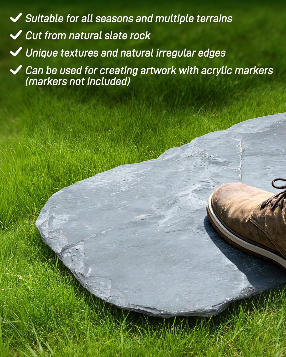 2 Pcs Natural Stepping Stones Outdoor, Irregular Garden Stepping Stones, 12''×16'' Walkway Paving Stones for Lawn, Yard and Patio Landscaping Decor