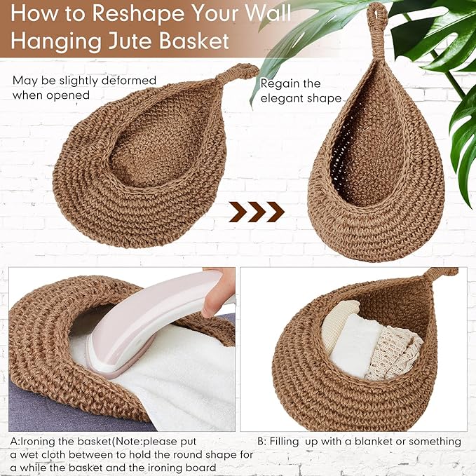 Honeydak Boho Decor Hanging Wall Baskets