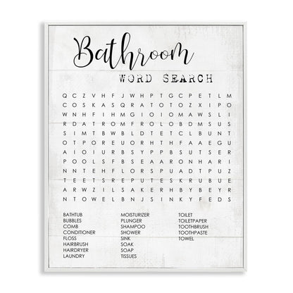 Stupell Industries Bathroom Search Fun Family Word, Design by Daphne Polselli Wall Art, 11 x 14, Black