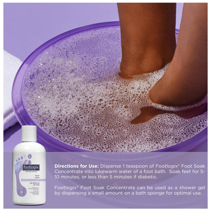 FOOTLOGIX Foot Soak Concentrate, 8.45 oz - Gentle Cleansing, Foot Bath Soak, Soften Dry Feet and Calluses