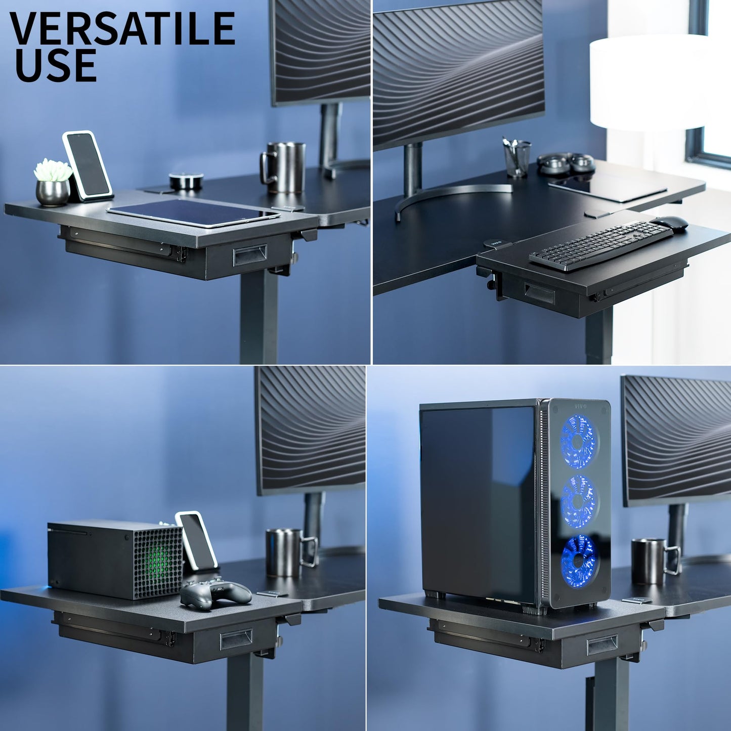 VIVO Clamp-on 6 x 9 inch (11 Including Clamps) Desk Extender, Wrist Support, Armrest Tray, Table Mount for Sit Stand Desks, Black, DESK-EXT09
