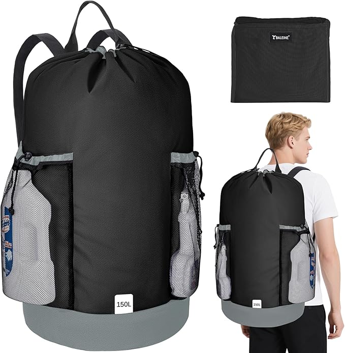 BALEINE 150L Laundry Bag Backpack, 900D Oxford Fabric Large Travel Laundry Bags