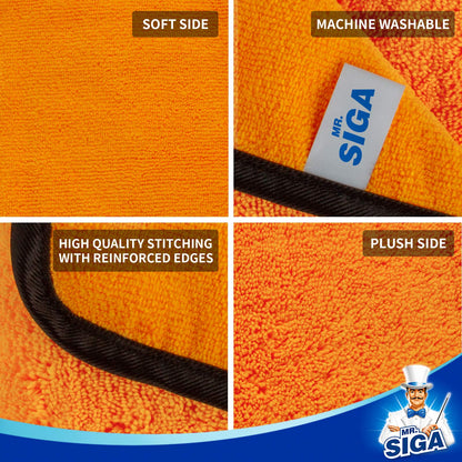 MR.SIGA Professional Premium Microfiber Towels for Household Cleaning and Car Washing, Gold, 15.7 x 23.6 inch, 3 Pack