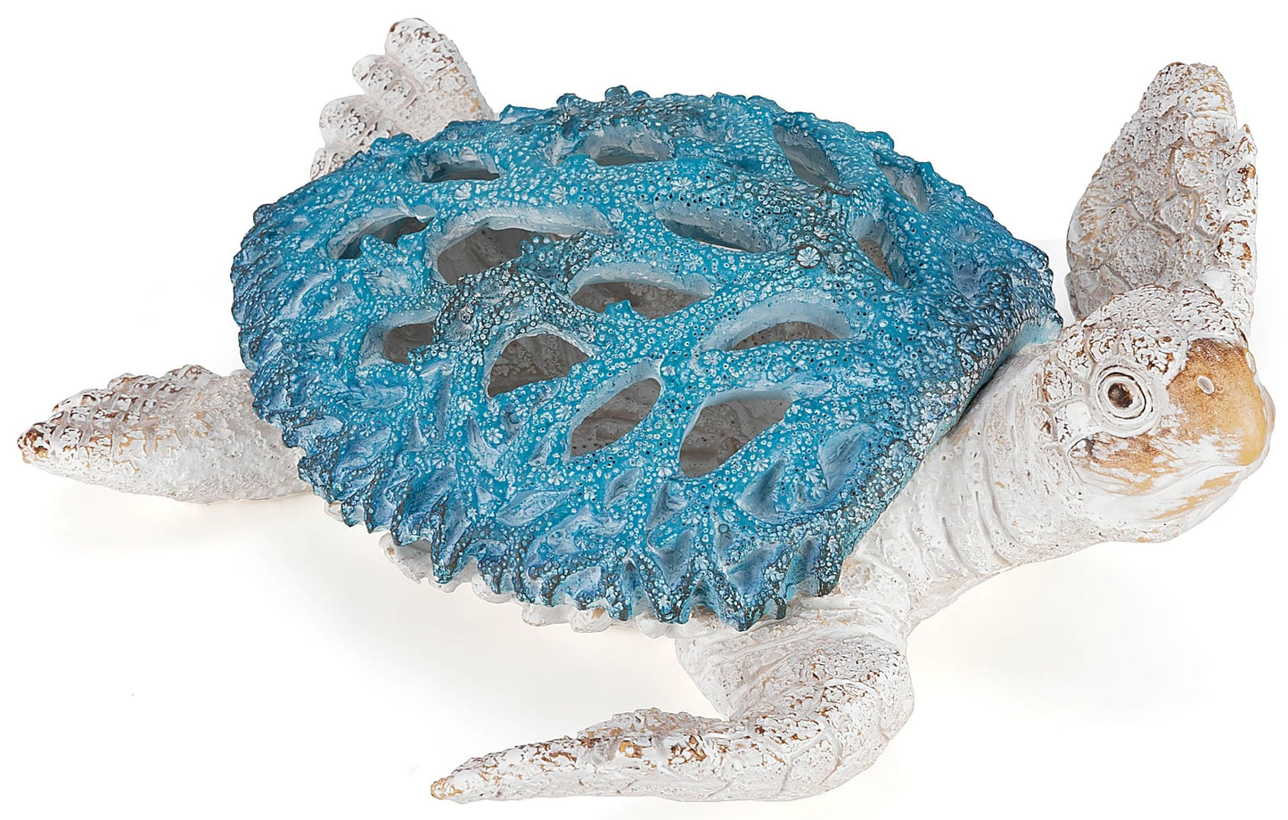 VVGIFTS Ocean Decor Sea Turtle Coral Reef Home Office Decor Sculpture Beach Coastal Tabletop Shelf Collection (Blue)