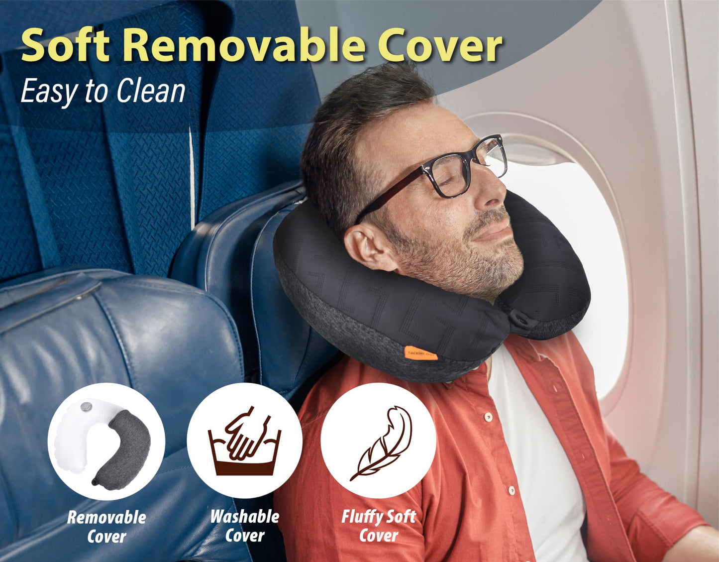 TREKOLOGY Inflatable Neck Pillow for Traveling, Inflatable Travel Pillow for Airplanes, Neck Air Pillow, Blow Up Travel Pillows for Airplane Pillow Travel Neck Support