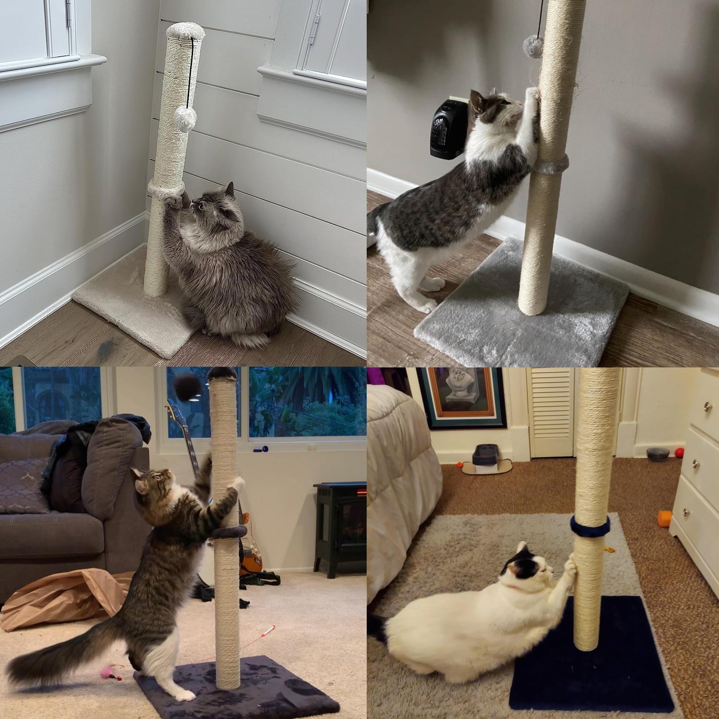 Dimaka 86 cm Tall Ultimate Cat Scratching Post, Claw Scratcher with Sisal Rope and Covered with Soft Smooth Plush, Vertical Scratch [Full Stretch], Modern Stable Design for Cats(Grey V2)…