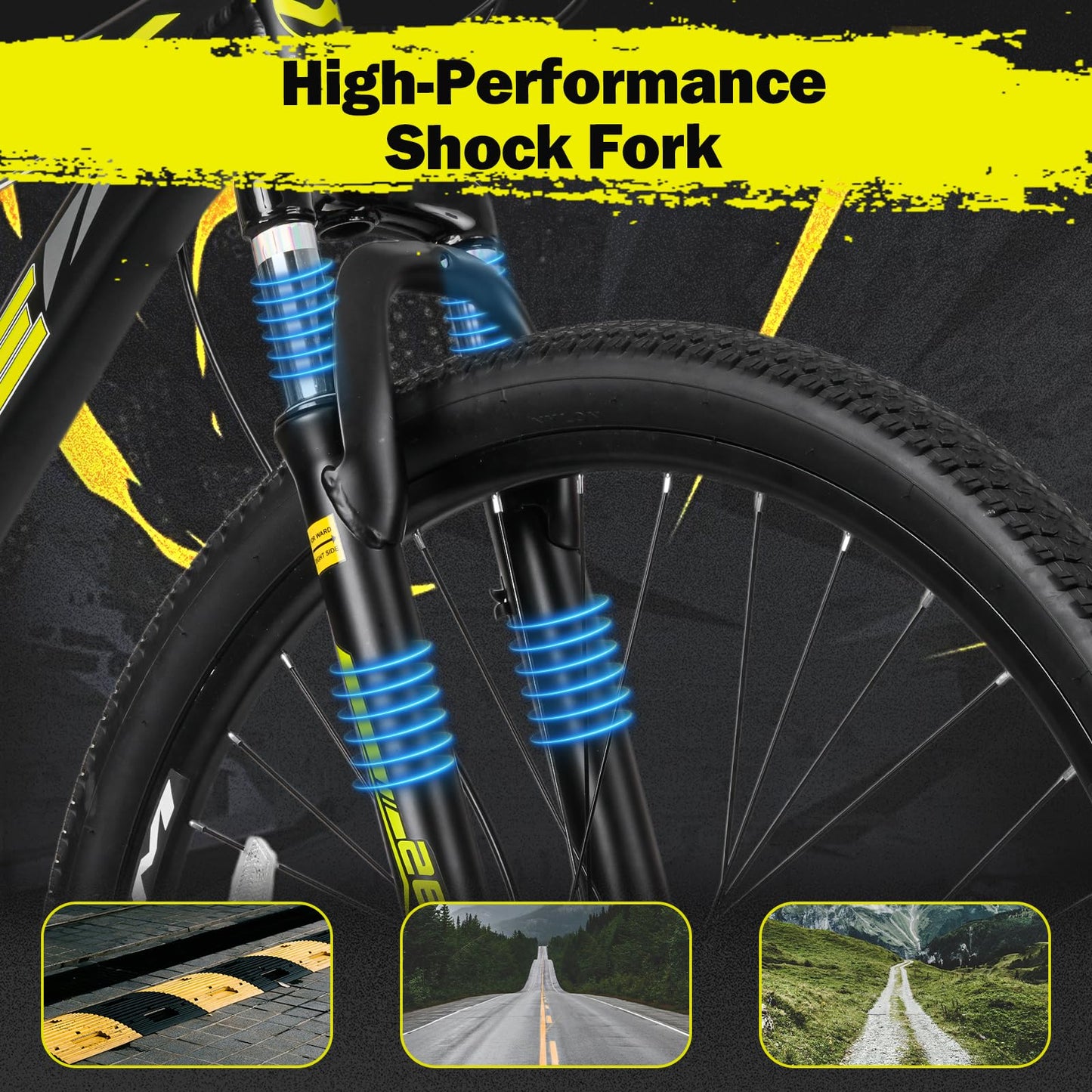 WEIZE Mountain Bike, 26/27.5-Inch Adult Bike, 21-Speed Rear Disc Brake, Lightweight Aluminum Frame for Men and Women, Comfort Saddle for Outdoor Trail Riding,Black