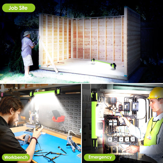 Work Light, 2500LM Bright LED Work Lights, 5200mAh Rechargeable Magnetic Underhood Work Light with Hooks, Cordless Battery Powered Mechanic Light for Car Repairing/Inspection/Garage/Workshop/Emergency
