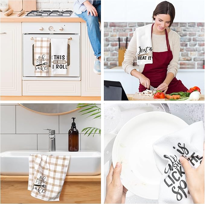 R HORSE 5Pcs Funny Kitchen Dish Towel Set Absorbent Quick Dry Cloth Dish Tea