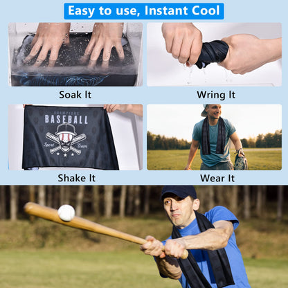 Sukeen Cooling Towels(40"x 12"), Cool Towels for Neck, Baseball Sport Sweat Rag for Gym, Cooling Towel for Yoga, Golf, Camping, Running, Workout & More Activities