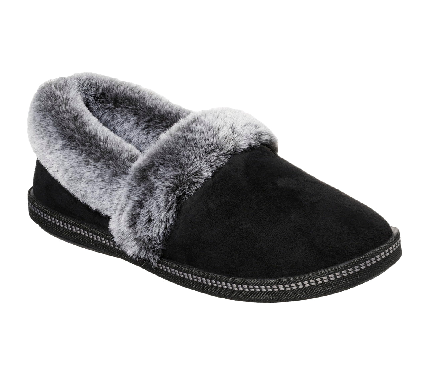 Skechers Women's Cozy Campfire - Team Toasty Low Top Slippers, Black Black Microfiber Suede Faux Fur Line Blk, 6 UK