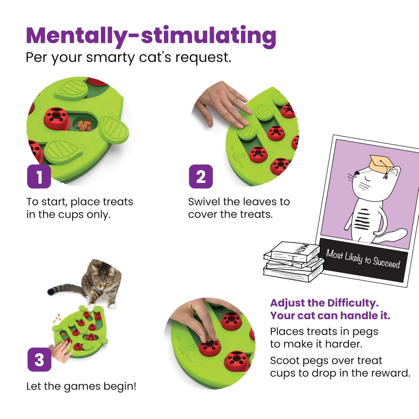 Catstages Buggin' Out Puzzle & Play, Interactive Treat Puzzle Cat Toy, Green