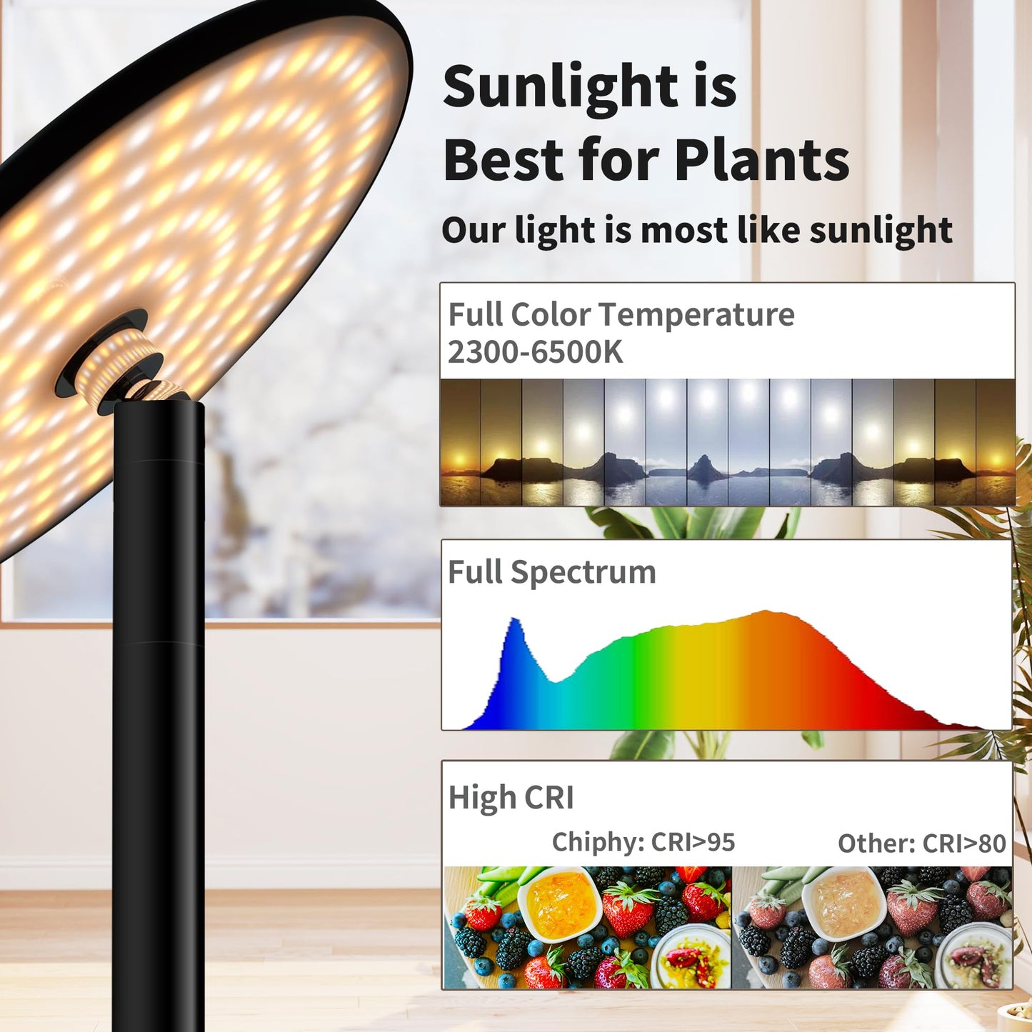 chiphy Desk Grow Lights for Indoor Plants, Full Spectrum LED Plant Light, 40W Aluminum Tabletop Grow Lamp, Automatic Timer 4H/8H/12H, 16''-30'' Height Adjustable, Remote for Large Small Plants