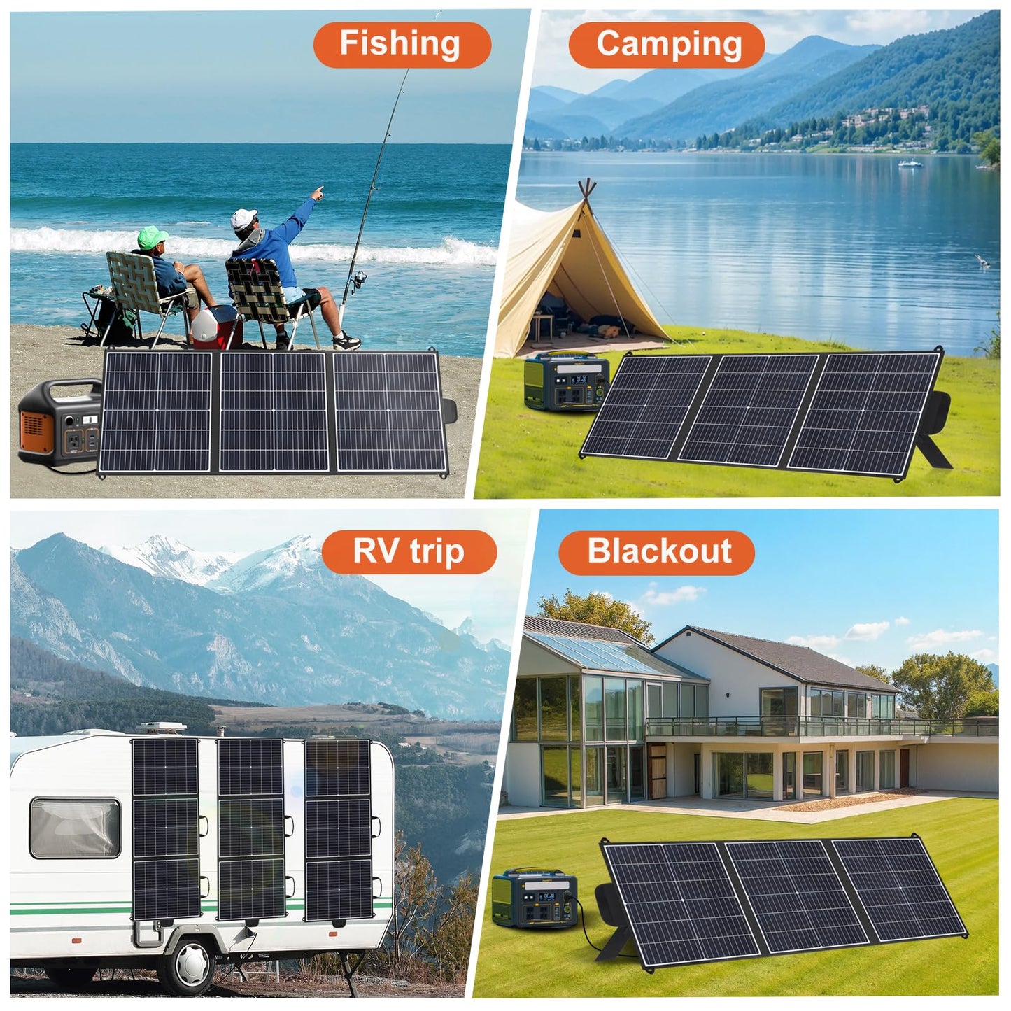 100W Portable Solar Panel 23.5% Efficiency Mono Foldable Solar Charger with USB-A, Type-C & DC 20V Lightweight Design IP65 Waterproof for Camping RV Off-Grid Emergency Power