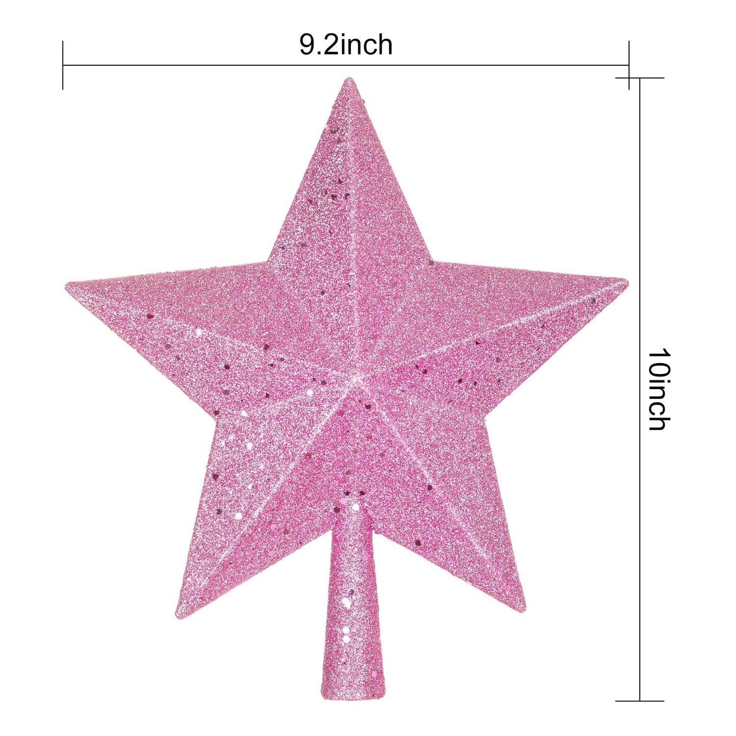 Artiflr 10 Inch Christmas Tree Topper, Pink Star Tree Topper Glittered Christmas Tree Decorations for Indoor Home Décor (Pink)