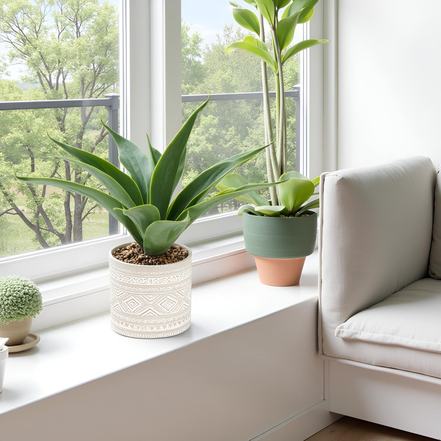 Hisow Artificial Potted Plants, 13.8" Artificial Succulent Fake Aloe, Large Faux Aloe Plant in Pot for Home Office Room Bedroom Kitchen Garden Decor (Grey)