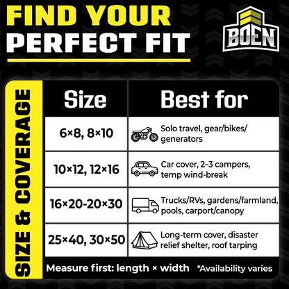 Heavy Duty Tarp Waterproof Large Cover |White, 30' x 30' 10 Mil Thick | Rip Proof Tarps | Thick Weave Material, UV Resistant Great for Tarpaulin Canopy Tent, Boat, RV or Pool Cover