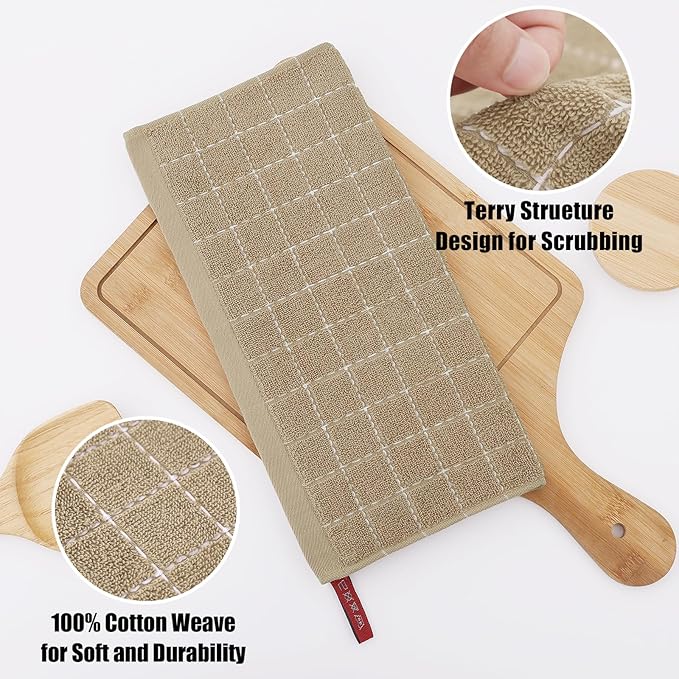 Homaxy 100% Cotton Terry Kitchen Dish Cloths, Ultra Soft and Absorbent Dish