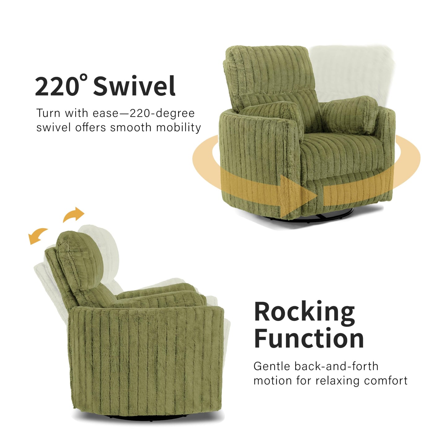 Furniture of America Vyrinor Modern Chenille Power 220° Swivel Recliner Chair with Pillows, Reclining Glider, Comfy Sofa, Wooden Comfortable Couch for Living Room, Nursery, Home Theater, Taupe