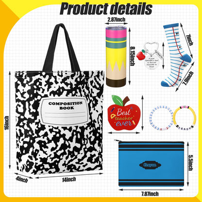 Sieral Graduation Teacher Appreciation Gifts for Women Thank You Teacher Gifts Set First Day of School Appreciation Favor Basket Set of 8(Composition)
