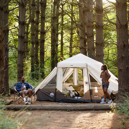 CORE 6 Person Instant Cabin Tent with LED Lights | Large Family Lighted Pop Up Tent with Carry Bag for Camping, Glamping, and Backyard Adventures | Included Storage Pockets for Camp Accessories