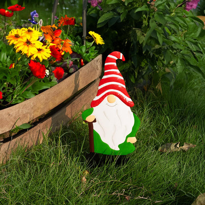 Voumsil Metal Yard Signs Decor for Rust Prevention, Yard Stakes with Gnomes for Outside Garden Yard Lawn Porch Holiday Party(Red)