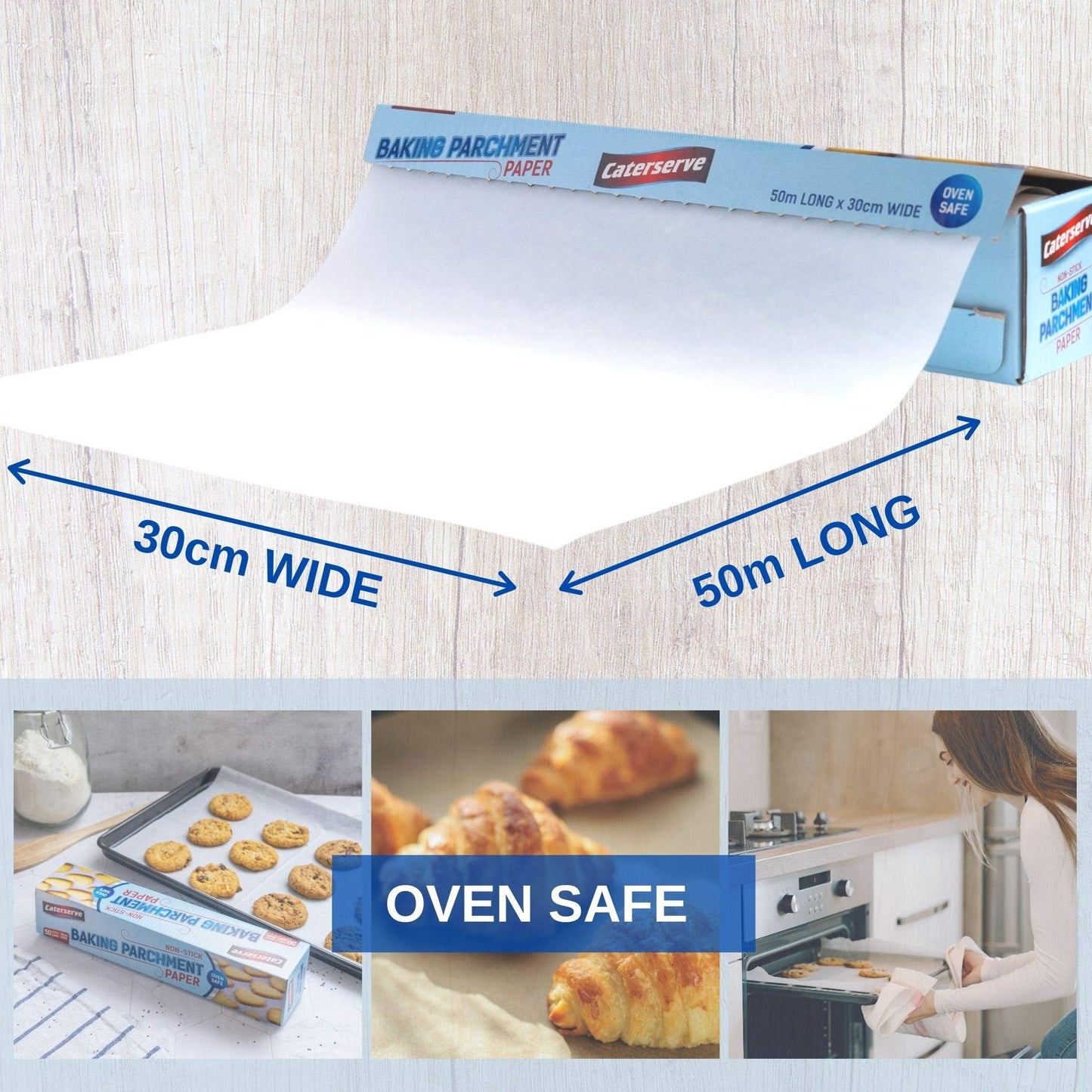 Baking Paper | 50m Baking Parchment Paper | Premium Quality Greaseproof Paper for Kitchen Use,Oven Safe and Food Grade Material | Perfect for Pastries, Catering | by Caterserve