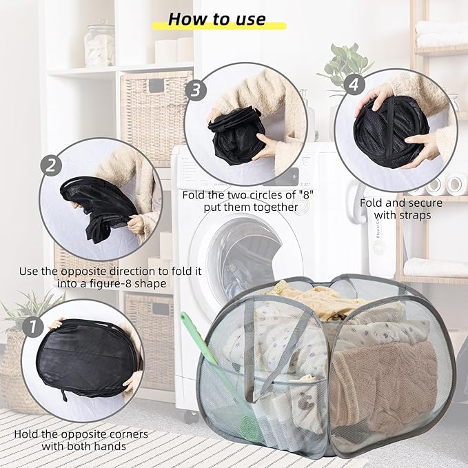 Collapsible Laundry Basket, 90L Foldable Pop-up Laundry Hamper
