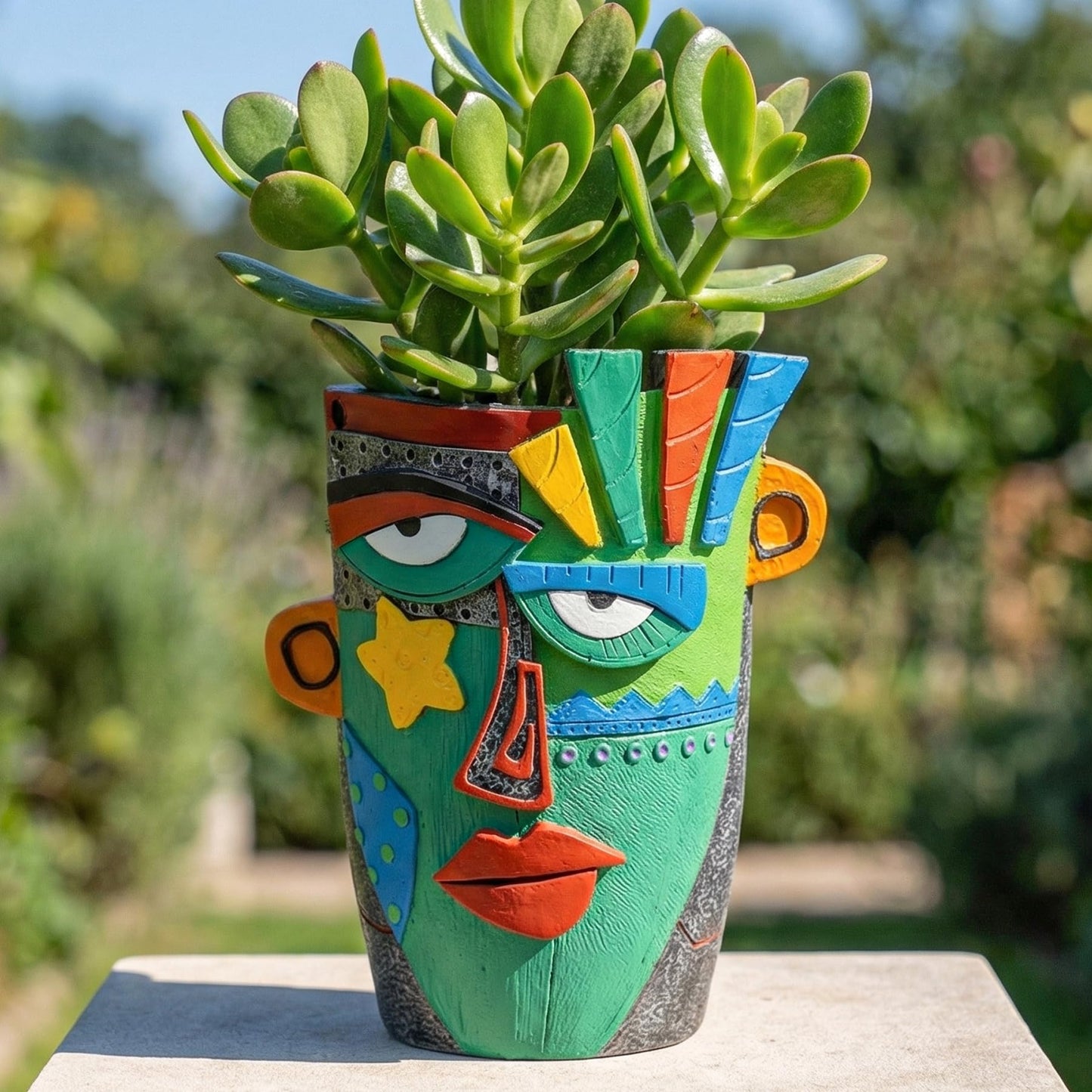 U WONDERFUL Unique Flower Pots - Abstract Picasso Face Plant Pots, Funky Planters with Drainage for Indoor Plants, Cool Head Planter for Outdoor Garden & Home Decor