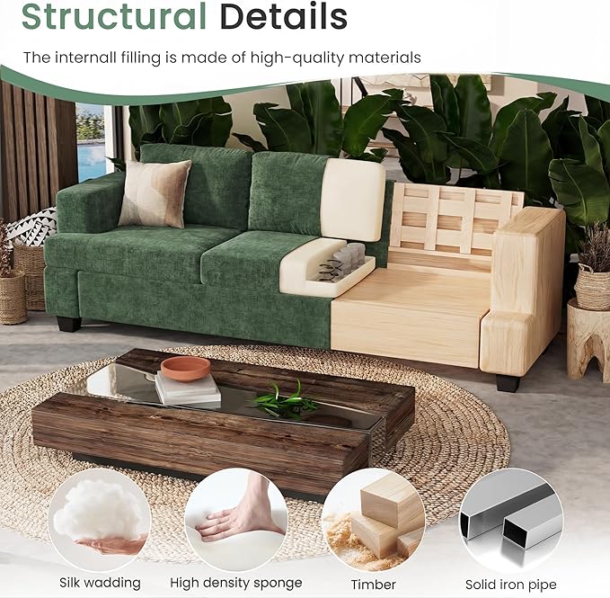 YOUDENOVA 2 Piece Set Comfy Sofa Couch, 3-Seater Sofa * 2