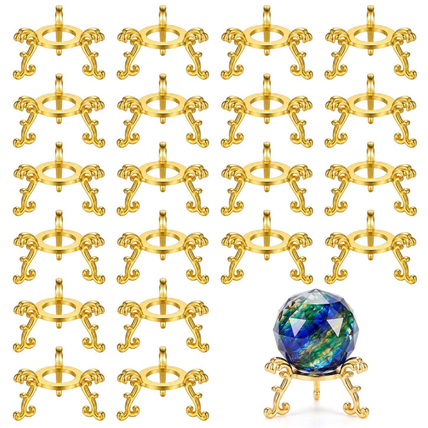 20pcs Gold Crystal Ball Stand Sphere Holder for 40mm-80mm Crystal Balls Sphere Display Holder Easter Egg Display Stand for Home Office Party Decor DIY Art Craft Displaying CrystalsGlass Natural Stone