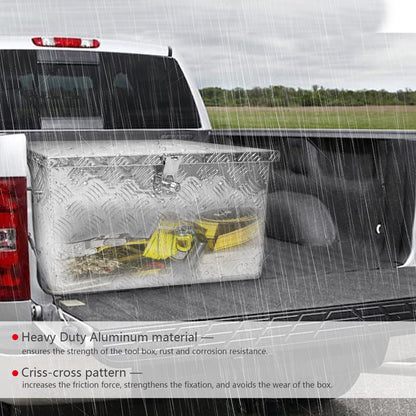 Edicapo 24 Inch Tool Box Flatbox Truck Bed Toolbox,RV Storage Organizer,Truck Tools Chest Box With Side Handle & Lock KeysCompatible with Trailer Pickup,Silver Aluminum 5 Bar Tread(24.2"x10.4"x11.8")
