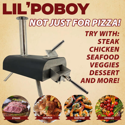 Portable Pellet Pizza Oven for Outdoor Cooking, Wood-Fired Grill with 13-Inch Stone, Reaches High Heat for Crispy Pizza in Minutes