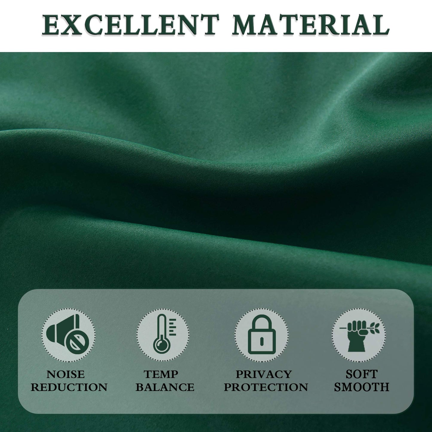 DONREN Hunter Green Blackout Thermal Insulating Window Curtain Panels for Bedroom with Rod Pocket (42 x 54 Inches Long,2 Panels)