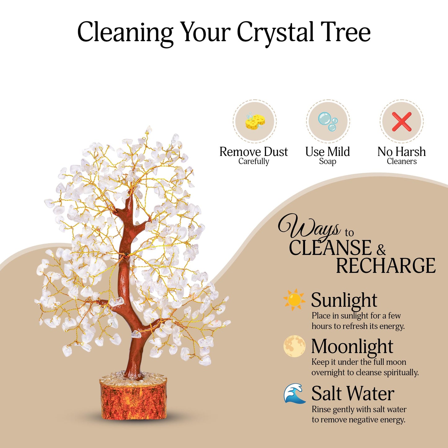 YATSKIA Clear Quartz Crystal Tree | Healing Gemstone Tree | Natural Feng Shui Crystal | Desk Decor for Women | Coffee Table Decor | Unique Gifts for Women | 10 Inch