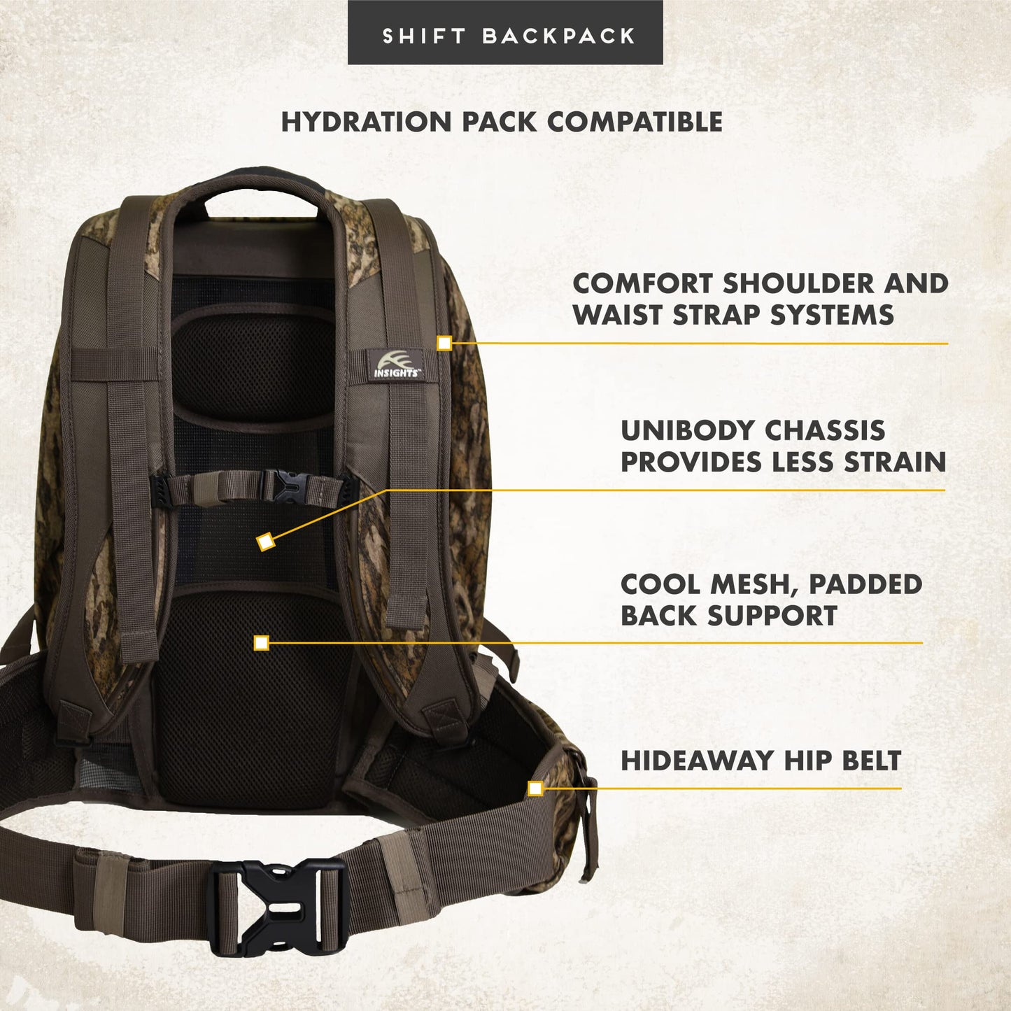 INSIGHTS HUNTING by frogg toggs - The Shift, Heavy Duty Rifle Carrier Hunting Backpack, Mossy Oak Bottomland