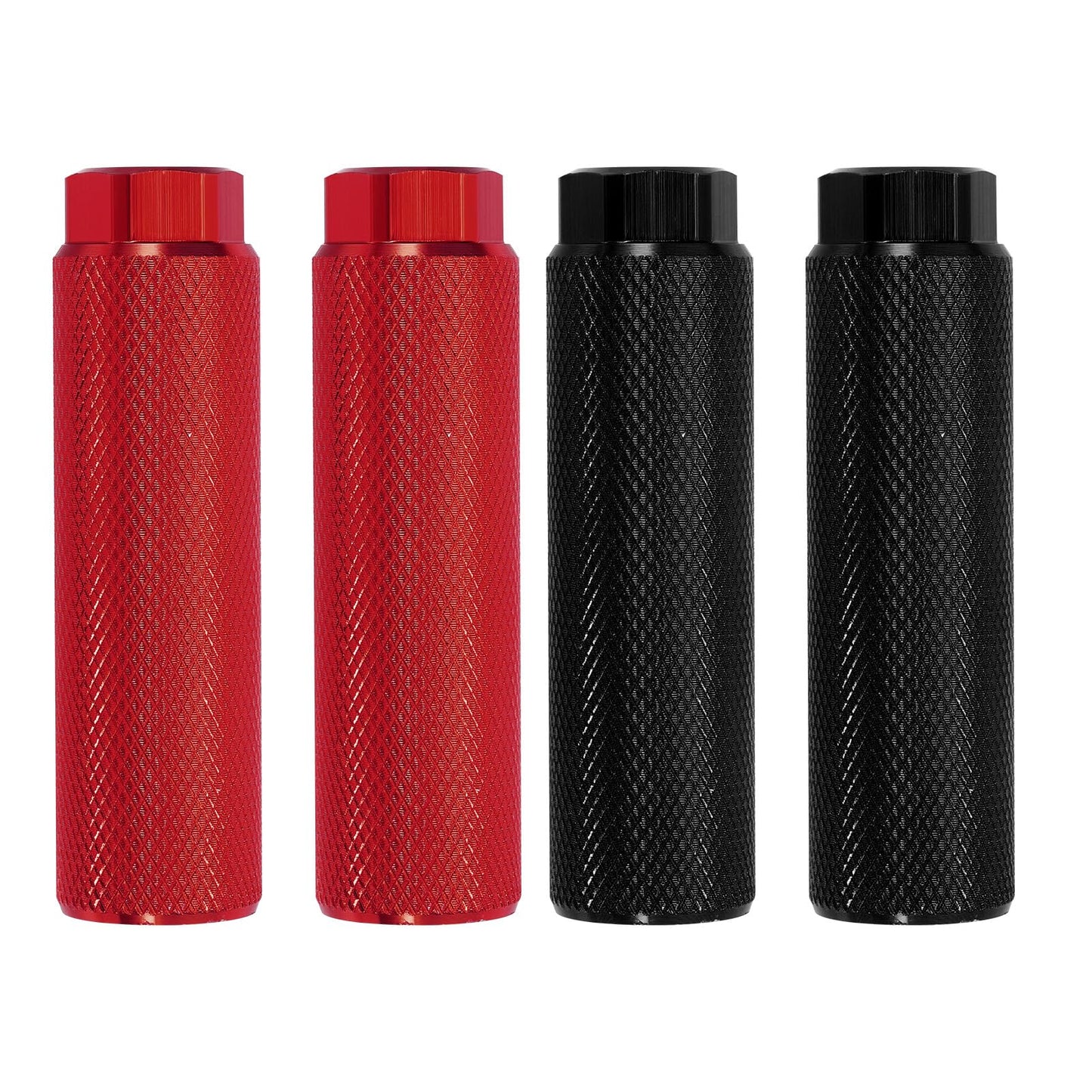 PATIKIL Bike Pegs Fit 3/8 Inch Axles, 4 Pack Aluminum Alloy Anti-Skid Lead Foot Small Bicycle Peg Back Seat Stands for BMX Mountain Dirt Bike Cycling Rear, Red/Black