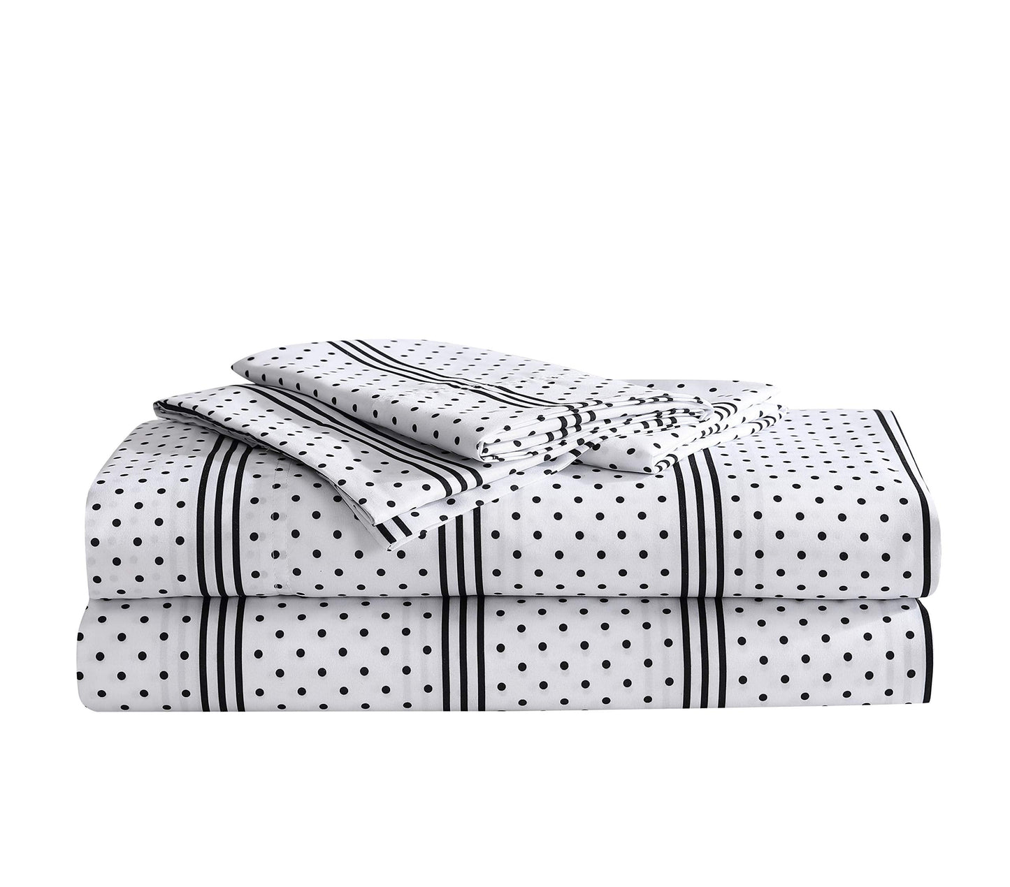 Betsey Johnson - Queen Bed Sheets, Soft & Lightweight Bedding, Fade & Wrinkle Resistant (Dots & Stripes, Queen)