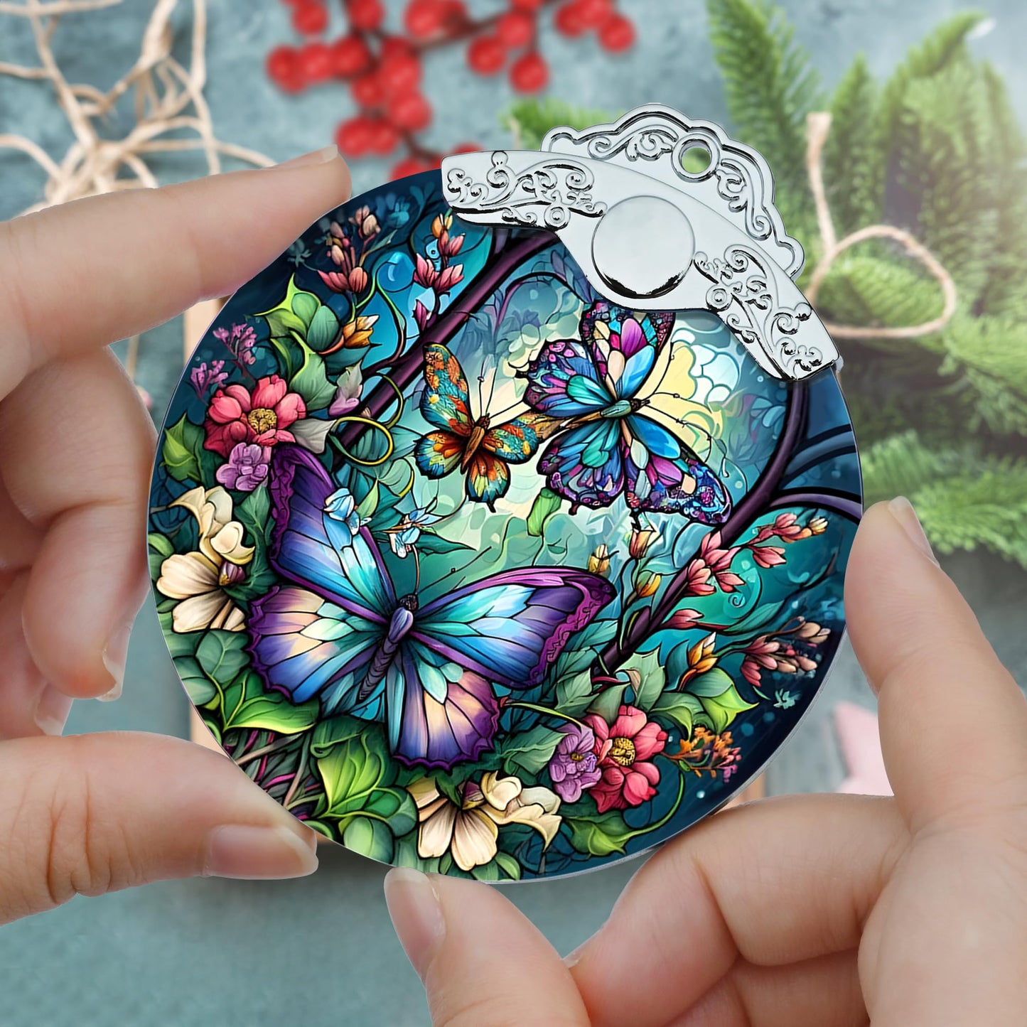Jocidea Butterfly Christmas Ornament for Tree, Holiday Decor, Gifts for Butterfly Lovers