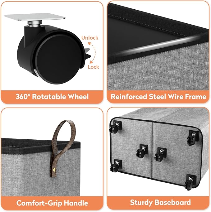Laundry Basket with Wheels, Collapsible Laundry Baskets, Laundry Hamper with
