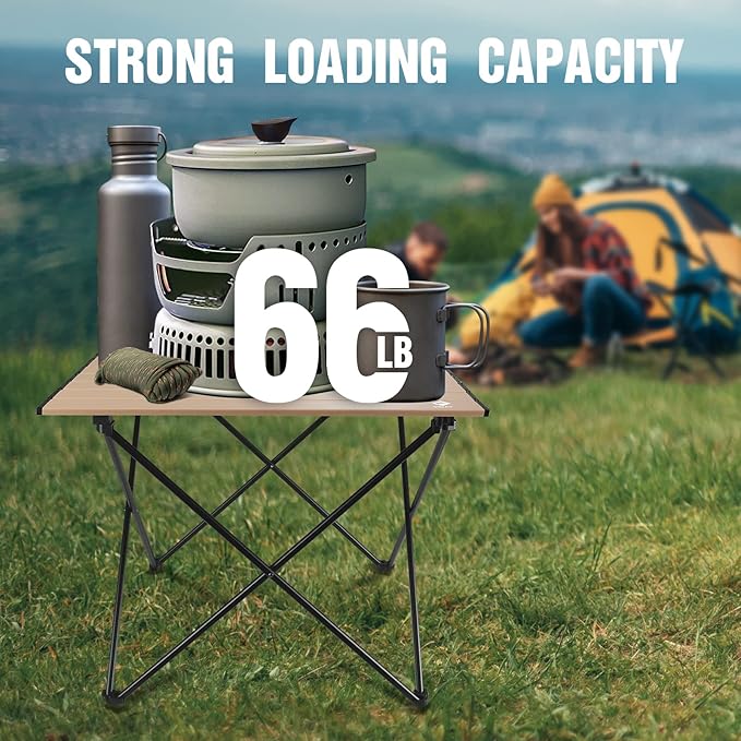 VILLEY Portable Camping Side Table, Ultralight Aluminum Folding Beach Table