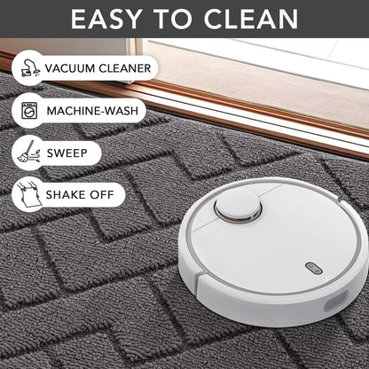 Biscpro Door Mats Indoor, Dirt Trapper Mat Absorbent Non-Slip Low Profile Doormat for Entrance, Inside, Kitchen, Front Door Mat Washable for Pets and Dogs— 50x80 cm, Grey
