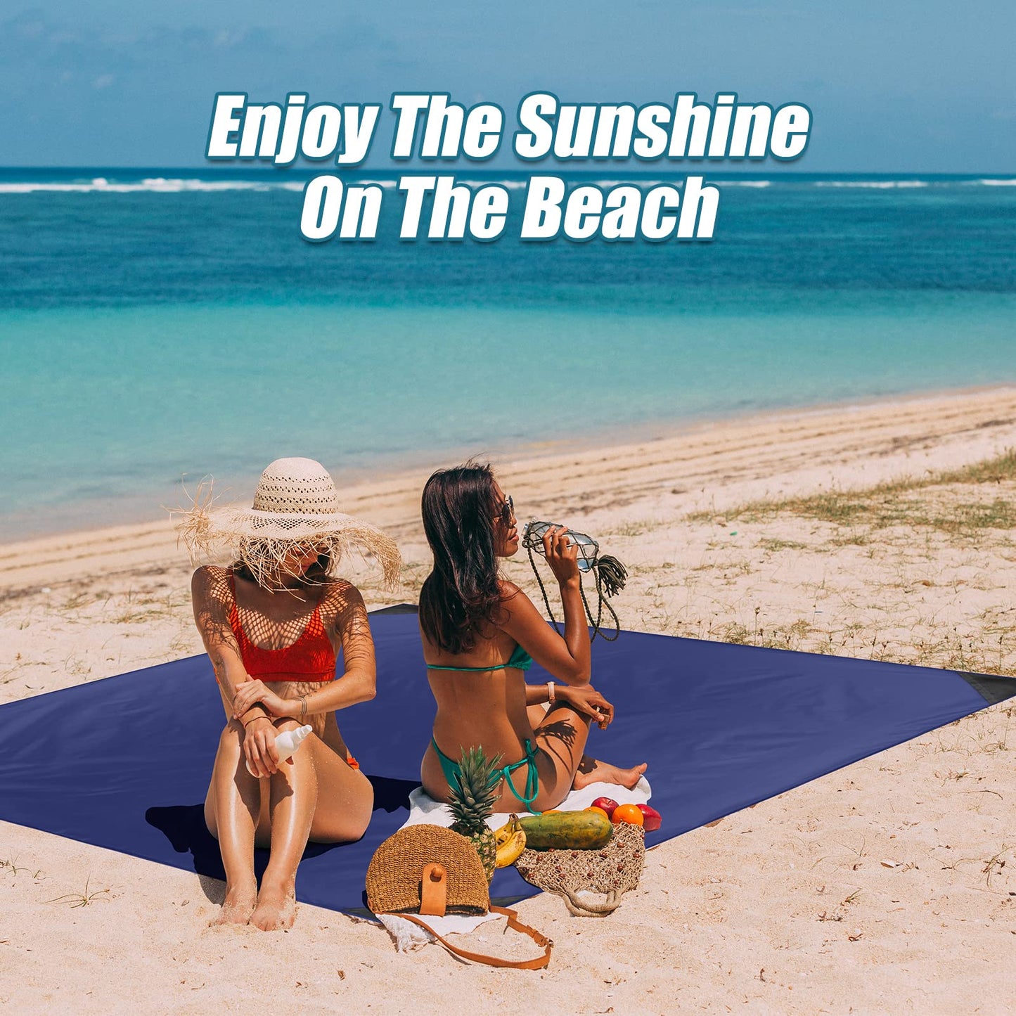 Odoland Hiking Blanket 180 x 160 cm Pocket Blanket Waterproof Heatproof Sandproof Thin Ground Sheet - Lightweight Foldable Beach Mat for Outdoor Camping, Travel, Hiking, Picnic for 2-4 People