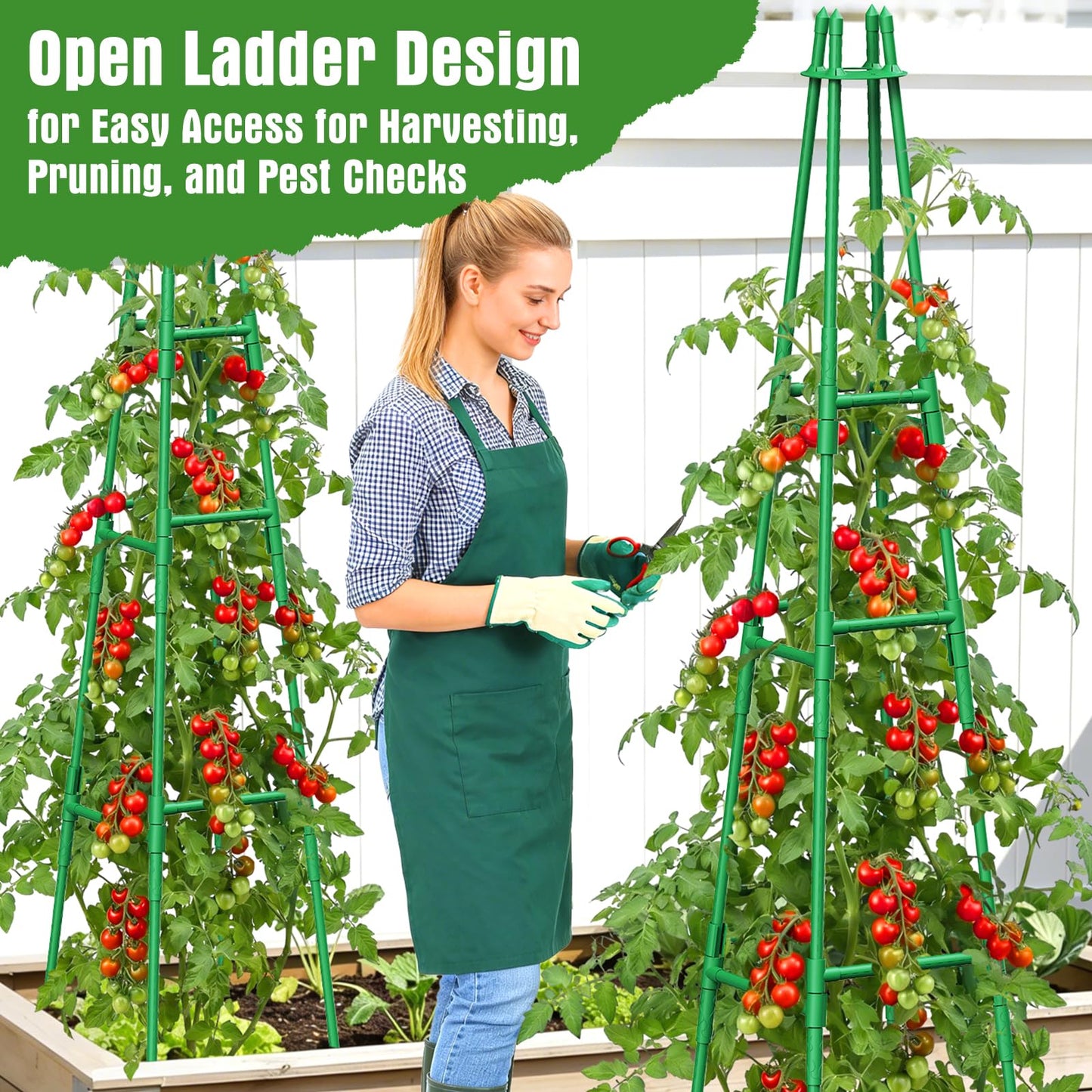 2 Pack 64" Tall Adjustable Obelisk Garden Trellis for Climbing Plants, Rust-Proof Pe Coated Metal Plant Trellis Support for Raised Beds, Potted Vines, Cucumbers, Tomatoes, Indoor Outdoor Use (2 Pack)