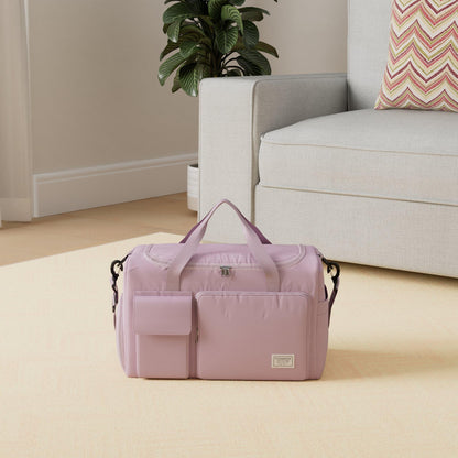 FIORETTO Women's Gym Duffle Bag with Shoes Compartment, 30L Capacity, Ideal for Travel, Gym, Sports, Duffel, Weekender, Pink
