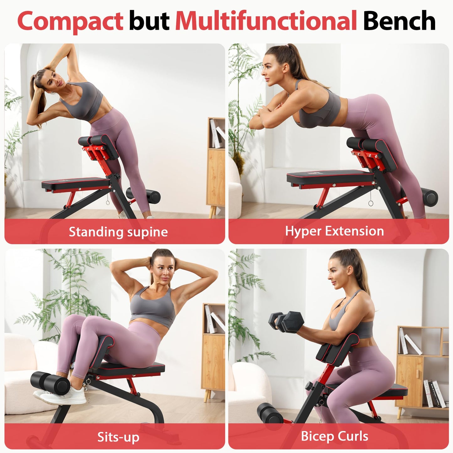 BODYWAKER Roman Chair Back Extension Bench for Glute, Hamstring and Lower Back, Hyperextension Bench, Adjustable & Foldable Weight Bench for Home Gym Strength Training (Black)