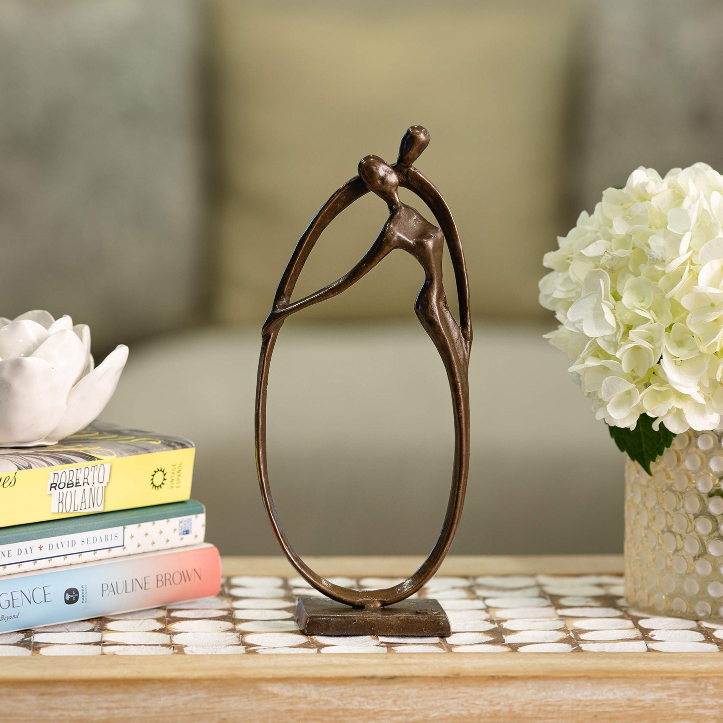 Danya B. Circle of Love Bronze Sculpture - Contemporary Home Decor Modern and Elegant Couple Embrace Eternal for Wedding, Anniversary, Birthday or Gift
