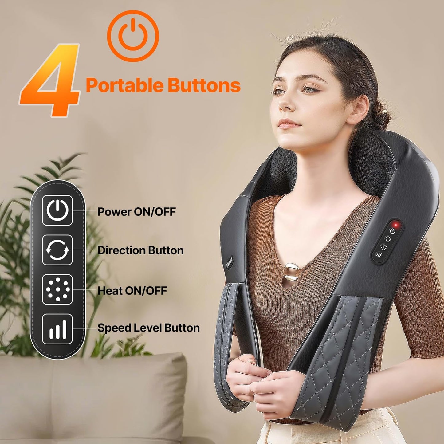 Neck Shoulder Massager with Heat - Rechargeable Back and Neck Massage Pain Relief Deep 5D Tissue Shiatsu Kneading Massager for Shoulder Back Leg Gifts for Mom Dad Men Women Her Him