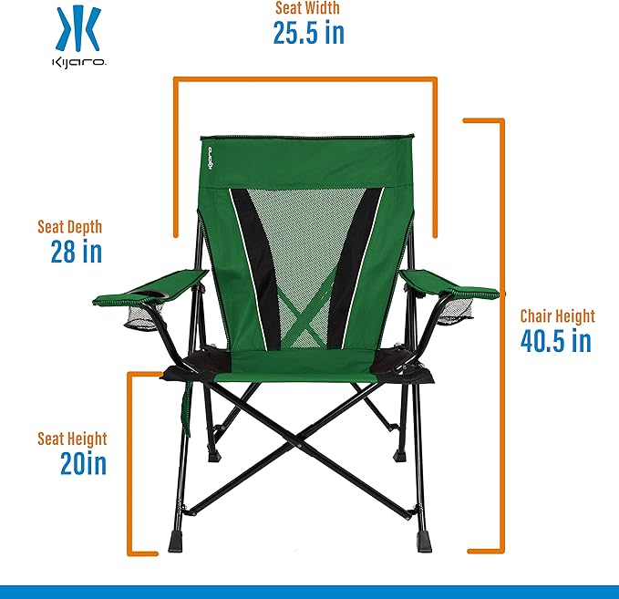 Kijaro XXL Dual Lock Portable Camping Chair - Supports Up to 400lbs - Enjoy The Outdoors in a Versatile Folding Sports & Outdoor Chair