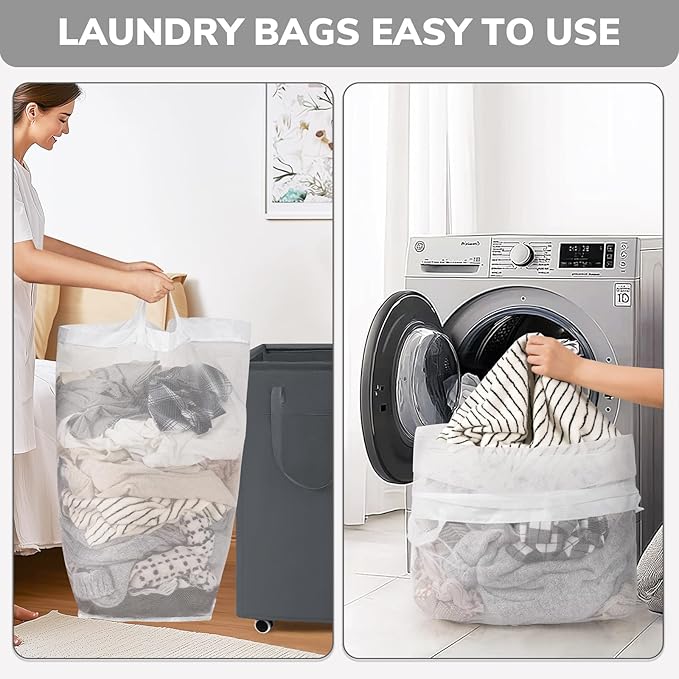 Goodpick Laundry Basket with Wheels, Laundry Hamper with Removable Wash Bag
